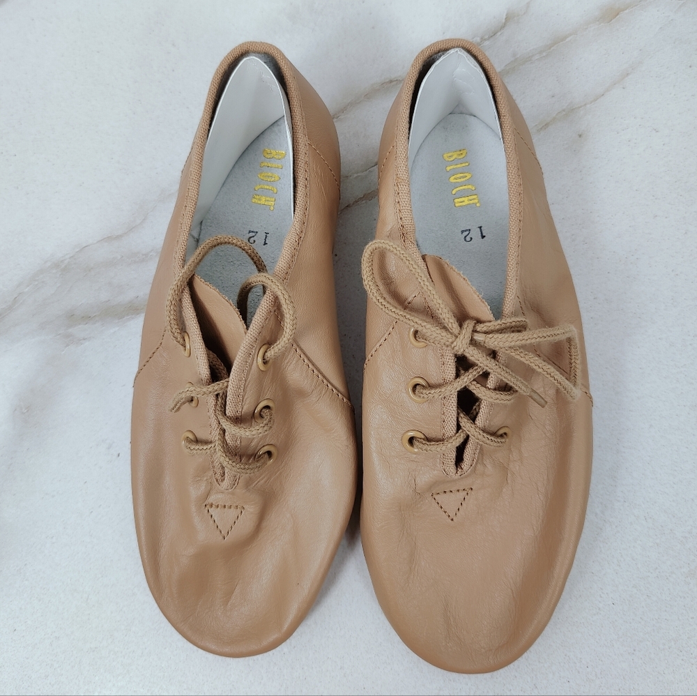 NWOT Bloch Tan Leather Child Toddler  Girl Jazzsoft Split Sole Jazz Shoes, 12
